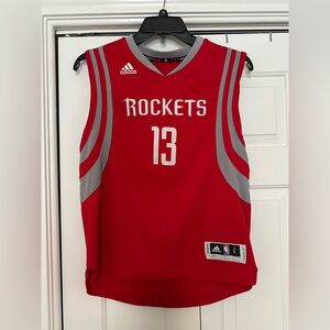 Adidas Red and Gray Rockets Basketball Jersey
